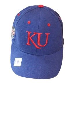 Kansas Jayhawks Ball Cap Hat KU Jayhawk Blue with Red Letters Big 12 Conference