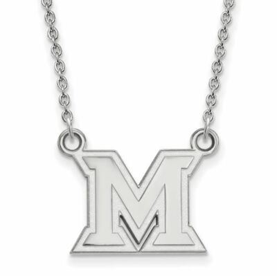 Sterlingsilber Miami Ohio Buchstabe M kleiner Anhänger 18 Zoll Halskette