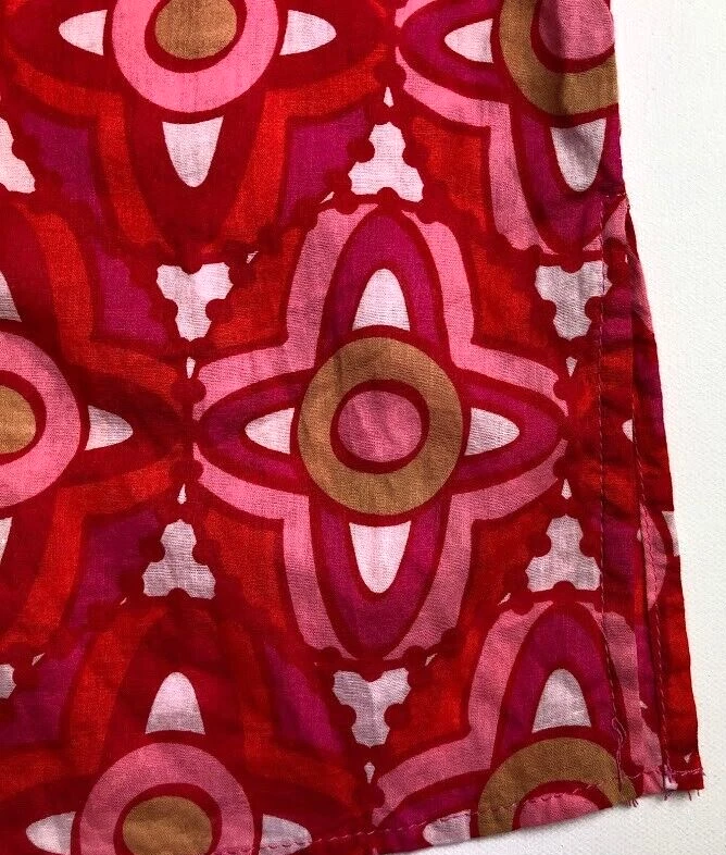 Vestido túnica Mud Pie para mujer pequeño S rosa rojo geométrico mangas 3/4 cubierta de playa Foto 3 de 4