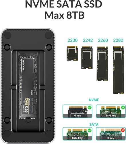 M.2 NVMe SATA SSD Gehäuse USB Typ C 10Gbps NVMe SSD Externes Gehäuse USB 3.2Gen2 - Bild 3 von 9