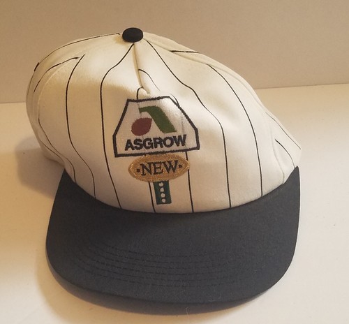 Vintage Asgrow New Seed Hat  White With Black Pinstripes   Snapback Hat 