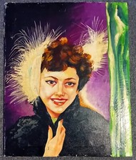 Quadro pittura anno 1954 sorriso di donna. Firmato arte pin up anni '50