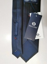 Cravatta sartoriale, FELLINI tinta unita blu 100%seta, nuova con la sua busta 