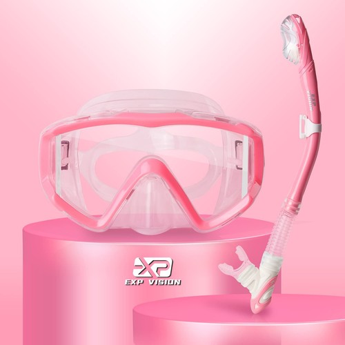 Adult Snorkel Gear Set 3 Lens Anti-Fog Mask w/ Dry Top Goggles Pool Diving