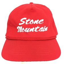 Vtg Stone Mountain Georgia Hat Spell Out Logo Rope Strap Back Trucker Ball Cap