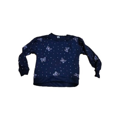 Pullover Gr. 122 dopodopo dunkelblau m. bunten Punkten & Schmetterlingen...