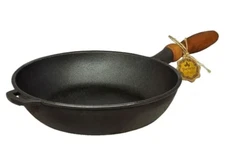 9.5" Maysternya Ukraine Cast Iron Fry Pan Skillet w/Wood Handle