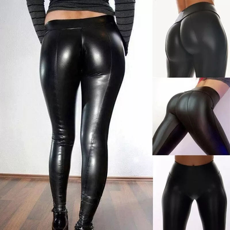 Leather look yoga pants sale