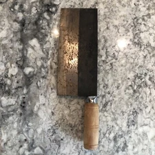 Vintage THREE RAMS BRAND FOSHAN #3 Meat Cleaver Butcher Knife China 7.75"