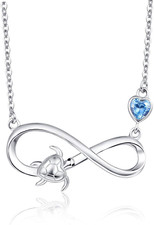 Turtle Necklace S925 Sterling Silver Sea Turtle Necklace Infinity Pendant Jewelr
