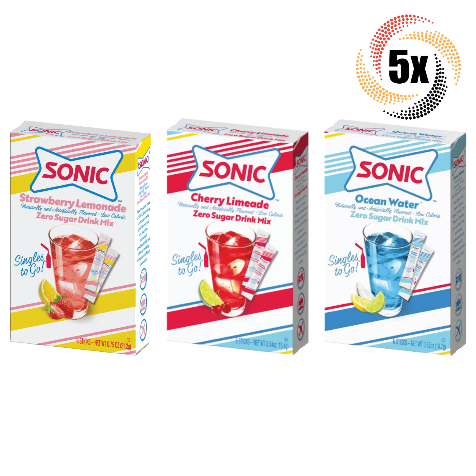 5 упаковок Sonic Singles To Go Variety Drink Mix (по 6 упаковок в каждой) Смешивайте и сочетайте!