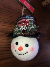 CHRISTMAS House SNOWMAN HEAD ORNAMENT