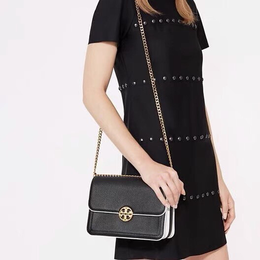 Tory Burch Fleming Convertible Shoulder Bag black/white Style