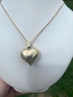 Large Vintage Sterling 9.25 Puffy Heart Pendant & chain — photo 4