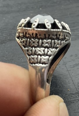 Bague Large En Argent 925 Sertie D'un Cristal Quartz Fumé - Taille 65, Occasion