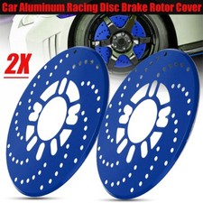 2x Blue Aluminium 2.95" Disc Cover Car Decorative Rotor Cross Drilled