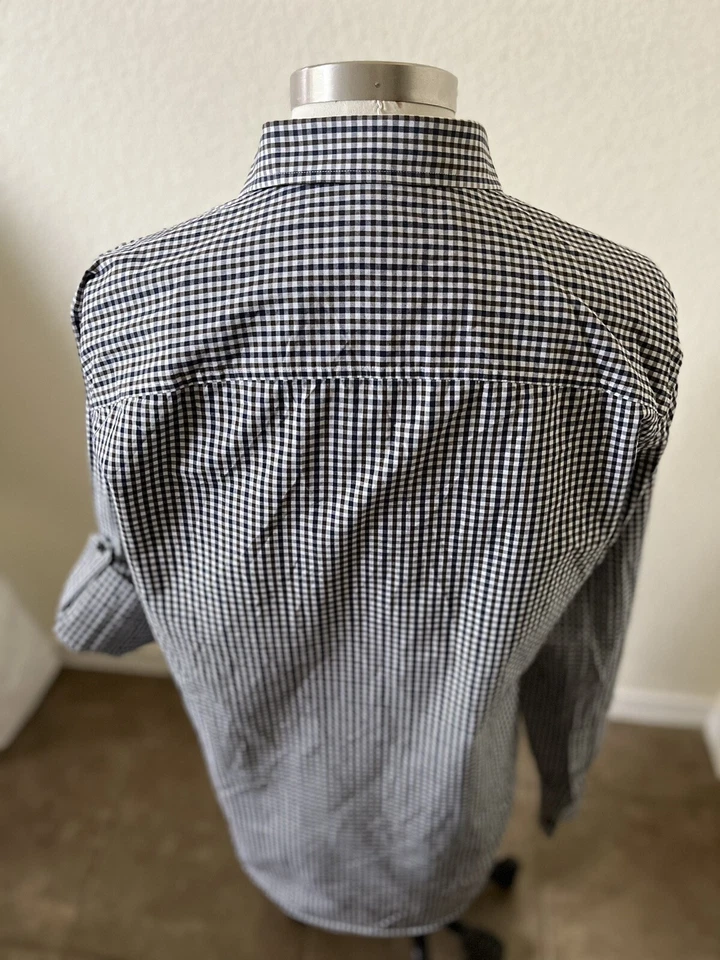 Michael Kors negro/marrón a cuadros manga larga abotonada para hombre talla mediana* Foto 2 de 4