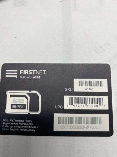 CARTE SIM AT&T FIRST NET TRIPLE COUPE sans fil - fonctionne avec AT&T FIRST RESPONSER - Photo 1 sur 2