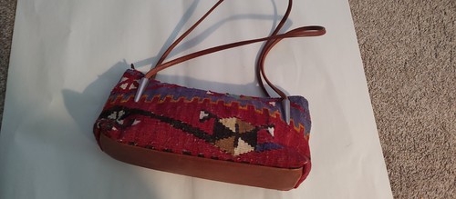 YUN ARTS Turkish Woven Kilim Leather Bag Crossbody Purse Clutch Boho Tribal NICE - Picture 5 of 7