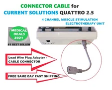 ONE GREY CONNECTOR CABLE for CURRENT SOLUTIONS QUATTRO 2.5 Muscle Stimulator 1&2