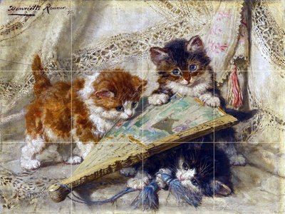 Three Kittens Tile Cats Mural Kitchen Bathroom Wall Backsplash Art 24 x 18