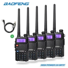 5x Baofeng UV-5RTP 8/ 4 /1W Triple Power 2m/70cm Band VHF UHF Ham Radio + Cable