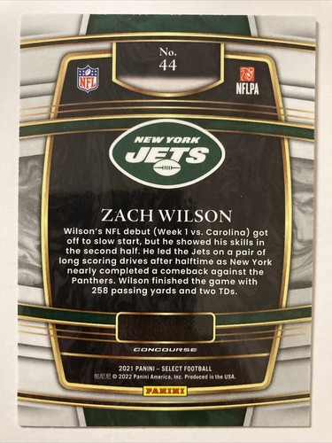 Tarjeta de novato Zach Wilson 2021 SELECT cantidad #44 (4363) - Imagen 2 de 2