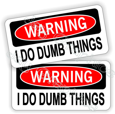 Warning - I Do Dumb Things Funny Hard Hat Stickers Decals Labels Laborer Foreman