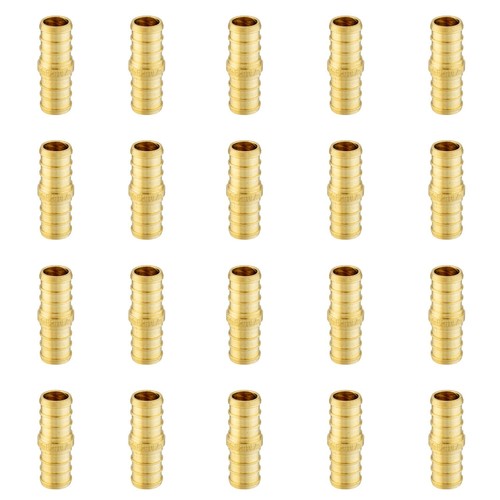 20 PCS EFIELD Barb Crimp Pex 3/4" x 3/4" Coupling Brass Fittings, Lead Free
