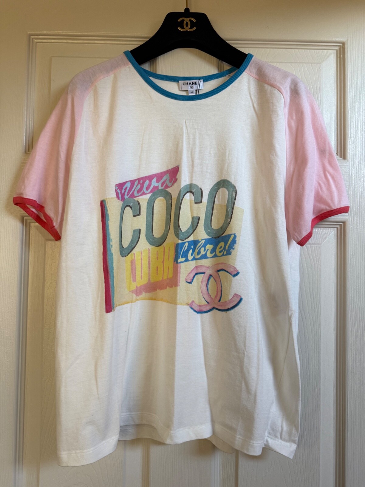 Chanel 17C PARIS-CUBA ECRU MULTICOLOR TOP CC LOGO AT FRONT & BACK SIZE M-S image 6
