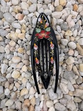 Hand Painted Hair Clip - Red Flower Scene