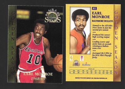 その他 NBA topps 96 earl monroe baltimore+1sc EARL MONROE 1996 Topps NBA Stars Basketball GS # 81
