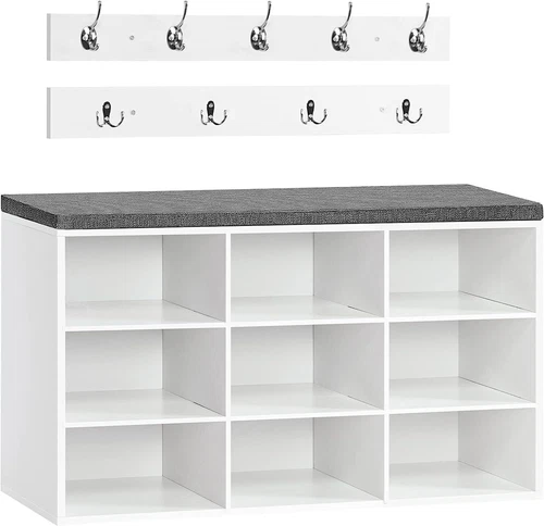 HOOBRO Garderobe Schuhregal Set Schuhbank Schuhregal Sitzbank 80 x 30 x 48 cm - Bild 11 von 19