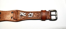 Cinturino pelle CUOIO VERO * FIORI * cucito country western per Winchester