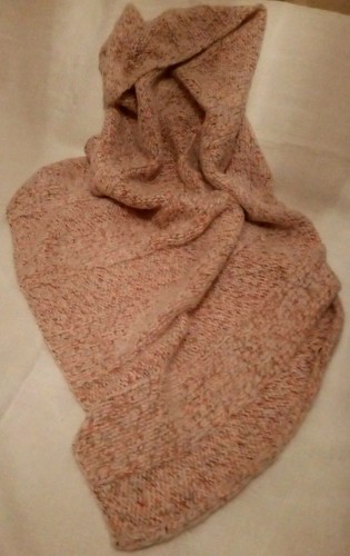 PLAID Lana Mohair100% beige arancio Artigianale a ferri Coperta calda cm.128x115 - Foto 3 di 4