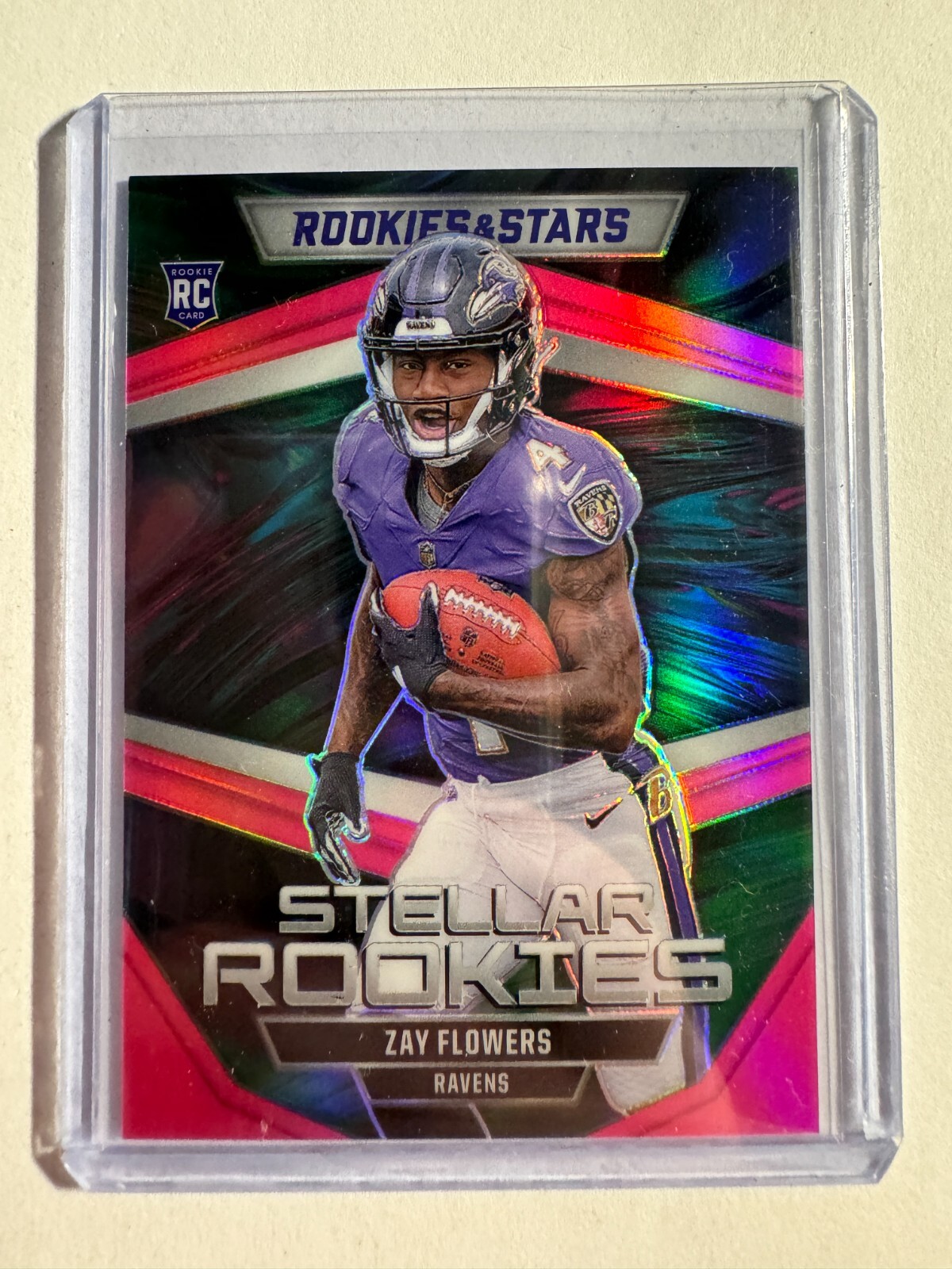K191,622 - 2023 Rookies and Stars Stellar Rookies Pink #2 Zay Flowers #/75