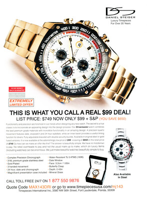 DANIEL STEIGER WATCH MAGAZINE promo ad #01 ''NOT A WATCH''