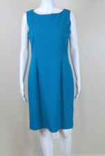 Calvin Klein Aqua Teal Dress with Gold Side Zippers SIZE 8 Lined Career Office