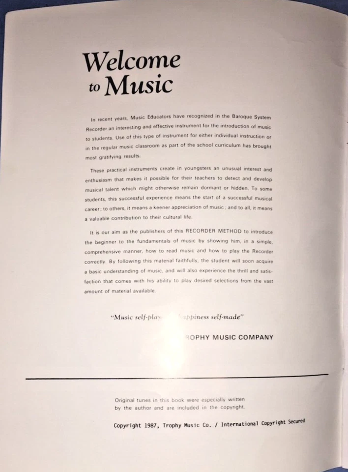 Libro de instrucciones de método de instrumento grabadora elemental trofeo Foto 3 de 4