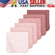 Ultra Soft 6-Pack Muslin Burp Cloths for Baby Girls - Pink Gradient