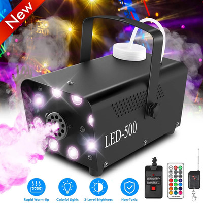 Smoke Machine Party Fog Machine Halloween- 3 Stage LED Lights with 13 Colors USA
