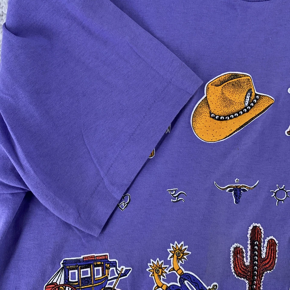 Vintage Western Cowboy Boots Camisa Cacto Grande Roxa Anos 90 Moda Nadina - Imagem 3 de 4