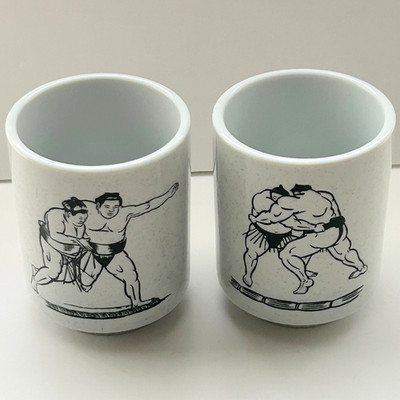 Sumo Wrestling Teetassen 2er Set Tochiazuma Kotomitsuki Ozeki unbenutzt Japan