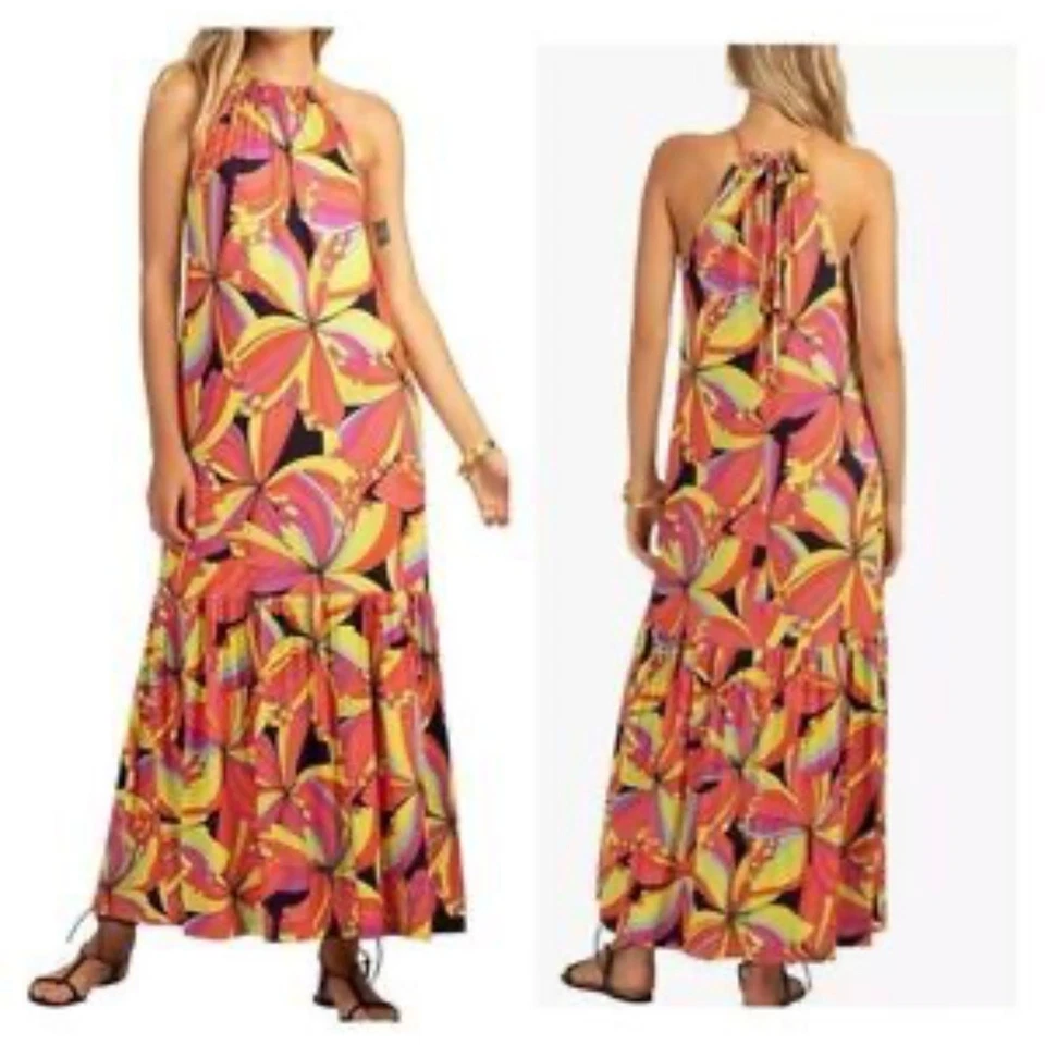 Maxi Vestido Halter Estampado Multicolor Para Mujer Trina Turk Talla Pequeña Nuevo Sin Etiquetas Foto 2 de 4