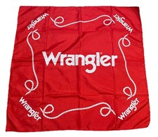 Vintage Wrangler Western RODEO Rope Cowboy Red White Bandanna Scarf USA Cotton