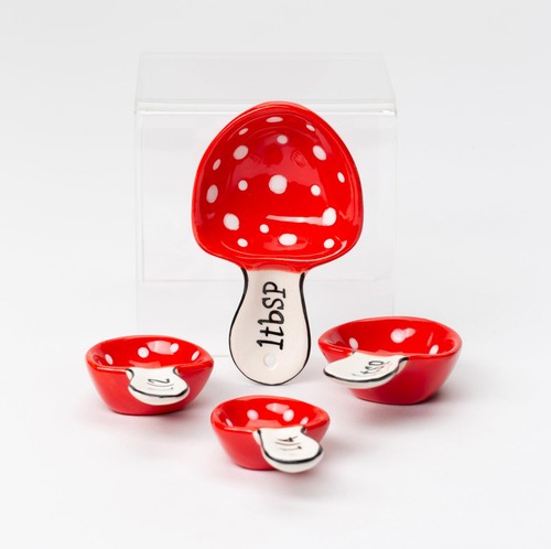 21103 Fine Ceramic Mushroom Measuring Spoons 4 piece set - Picture 4 of 5