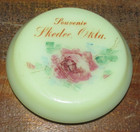 Vintage Uranium Custard Souvenir Glass Skedee, OK Oklahoma Vanity Jar Lid 3.5" — photo 2