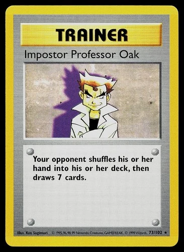 Pokemon Card - Impostor Professor Oak Base Set Shadowless 73/102 Rare