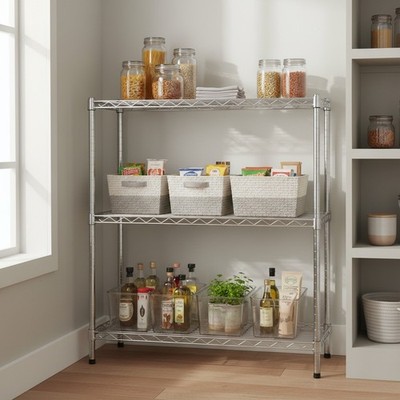 Versatile Stainless Steel Shelf - 3-Tier Storage For Kitchen, Garage, & More