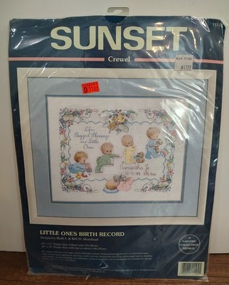 DIMENSIONS 1997 Sunset Crewel Kit Little Ones Birth Record # 11102